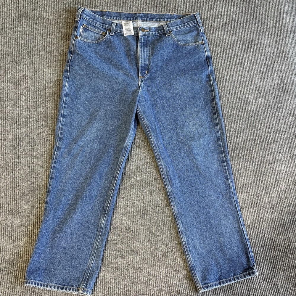 Carhartt B180 DST Mens Traditional Fit Straight Leg Blue Denim Jeans 40x30